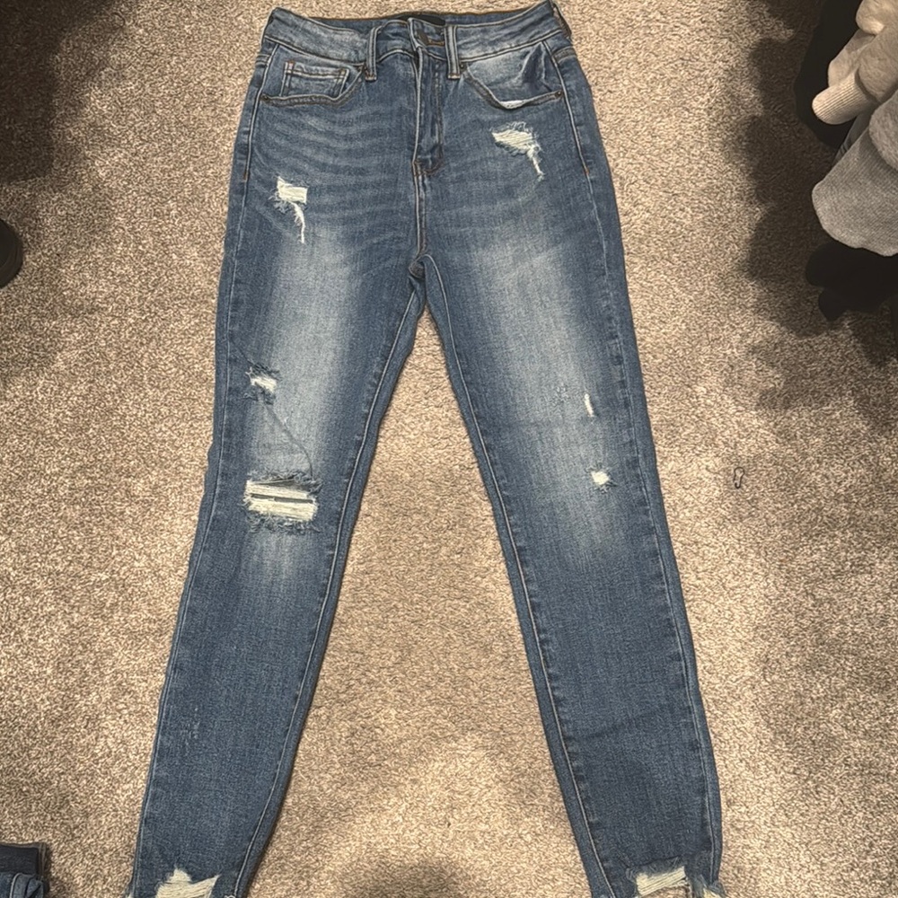 Women's Blue Distressed Jeans